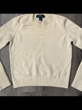 Lauren Ralph Lauren Ivory Crewneck Pullover Cashmere